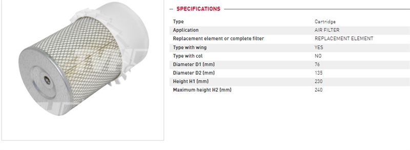 LỌC GIÓ 4JG2 - THẤP (130*L230) - CÁI