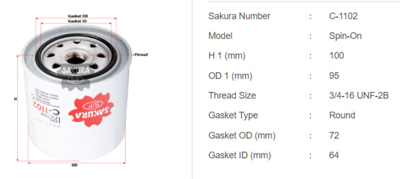 LỌC NHỚT ĐỘNG CƠ TB42 (20801-01292) - CÁI